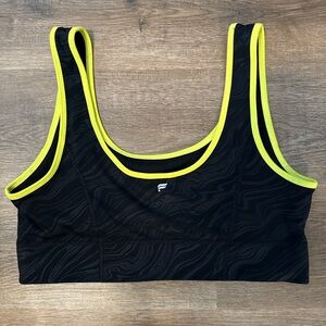 Fabletics Black and Neon Yellow Sports Bra